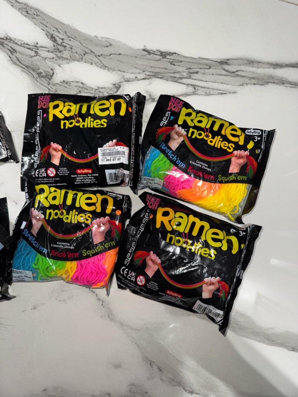 Needoh Ramen Noodlies Sensory Stretch Toys - Neon Multicolor